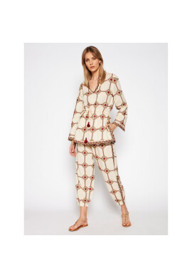 Tory Burch Текстилни панталони Embroidered Pull Up 83440 Бежов Regular Fit - Pepit.bg
