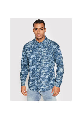 Urban Classics Риза Printed Palm TB2200 Син Regular Fit - Pepit.bg