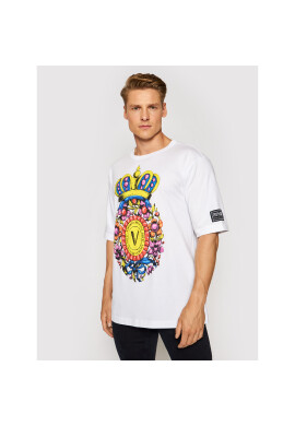 Versace Jeans Couture Тишърт 71GAHP03 Бял Regular Fit - Pepit.bg