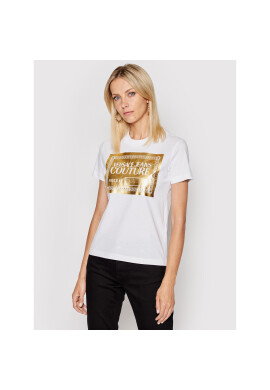 Versace Jeans Couture Тишърт 71HAHT14 Бял Regular Fit - Pepit.bg