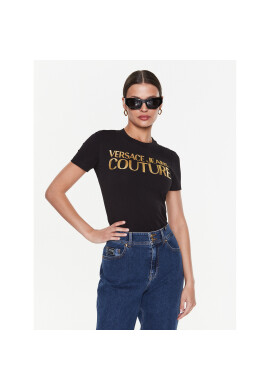 Versace Jeans Couture Тишърт 74HAHT01 Черен Regular Fit - Pepit.bg