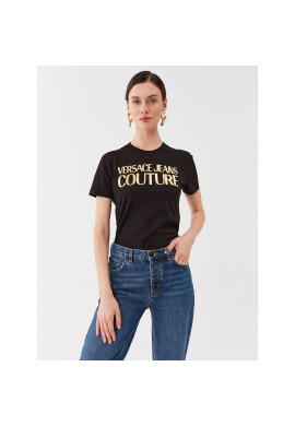 Versace Jeans Couture Тишърт 75HAHT01 Черен Regular Fit - Pepit.bg