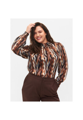 Zizzi Блуза M02356A Кафяв Regular Fit - Pepit.bg