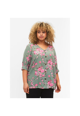 Zizzi Блуза V00040O Зелен Loose Fit - Pepit.bg