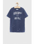 Abercrombie & Fitch Детска памучна тениска в синьо с принт - Pepit.bg
