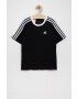 adidas Детска памучна тениска G 3S BF в черно с апликация - Pepit.bg