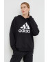 adidas Памучен суичър в черно с качулка с принт - Pepit.bg