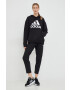 adidas Памучен суичър в черно с качулка с принт - Pepit.bg