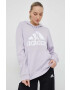adidas Памучен суичър В лилаво с качулка с принт - Pepit.bg