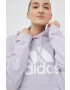 adidas Памучен суичър В лилаво с качулка с принт - Pepit.bg