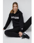 adidas Памучен суичър в черно с качулка с десен - Pepit.bg