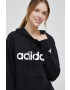 adidas Памучен суичър в черно с качулка с десен - Pepit.bg