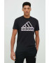 adidas Памучна тениска в черно с принт - Pepit.bg