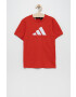 adidas Performance Детска памучна тениска HG8863 в червено меланж на - Pepit.bg