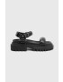 AllSaints Кожени сандали Helium в черно с платформа WF612Y - Pepit.bg