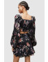 AllSaints Ленена блуза дамска в черно с десен - Pepit.bg