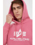 Alpha Industries Суичър в розово с качулка с принт - Pepit.bg