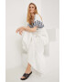 Answear Lab Рокля с лен в бяло дълга разкроена - Pepit.bg