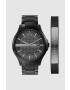 Armani Exchange Часовник и гривна мъжки в черно - Pepit.bg