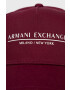 Armani Exchange Памучна шапка в бордо с принт - Pepit.bg