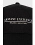 Armani Exchange Памучна шапка в черно с принт - Pepit.bg