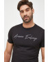 Armani Exchange Памучна тениска в черно с апликация - Pepit.bg