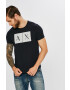 Armani Exchange Памучна тениска в тъмносиньо с принт - Pepit.bg