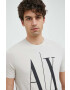 Armani Exchange Памучна тениска в бежово с принт - Pepit.bg