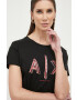 Armani Exchange Памучна тениска в черно - Pepit.bg