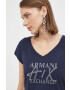 Armani Exchange Памучна тениска в тъмносиньо - Pepit.bg