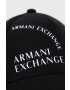 Armani Exchange Шапка в бяло с апликация - Pepit.bg