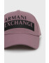 Armani Exchange Шапка с козирка в лилаво с изчистен дизайн - Pepit.bg