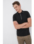 Armani Exchange Тениска с яка в черно с принт - Pepit.bg