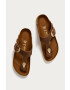 Birkenstock Кожени джапанки дамски в кафяво с равна подметка - Pepit.bg