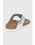 Birkenstock Кожени джапанки Gizeh дамски в сребристо с равна подметка - Pepit.bg