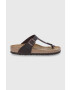 Birkenstock Кожени джапанки Gizeh дамски в кафяво с равна подметка - Pepit.bg