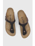 Birkenstock Кожени джапанки Gizeh дамски в кафяво с равна подметка - Pepit.bg