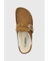 Birkenstock Велурени чехли Buckley Shearling в кафяво - Pepit.bg