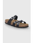 Birkenstock Велурени чехли Franca дамски в черно - Pepit.bg