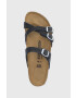 Birkenstock Велурени чехли Franca дамски в черно - Pepit.bg