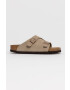 Birkenstock Велурени чехли дамски в бежово - Pepit.bg