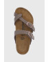 Birkenstock Велурени чехли в кафяво - Pepit.bg