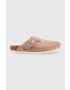 Birkenstock Велурени чехли Boston в розово - Pepit.bg