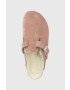Birkenstock Велурени чехли Boston в розово - Pepit.bg