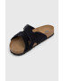 Birkenstock Велурени чехли LUGANO SFB в черно 1020935 - Pepit.bg