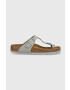 Birkenstock Велурени джапанки Gizeh SFB в сиво с равна подметка - Pepit.bg