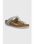 Birkenstock Велурени джапанки Gizeh SFB в сиво с равна подметка - Pepit.bg