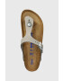 Birkenstock Велурени джапанки Gizeh SFB в сиво с равна подметка - Pepit.bg