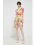 Blugirl Blumarine Копринена рокля къс модел разкроен модел - Pepit.bg