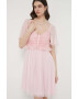 Blugirl Blumarine Рокля с коприна в розово къс модел разкроен модел - Pepit.bg